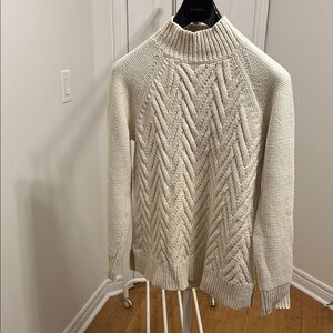 Chaps Cream Cable Knit Mock Neck Sweater